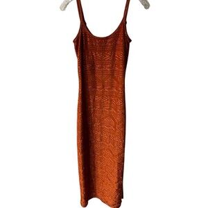 Shape FX Maxi Dress Womens 6 Geometric Embossed Side Slit Shelf Bra Stretch Sexy